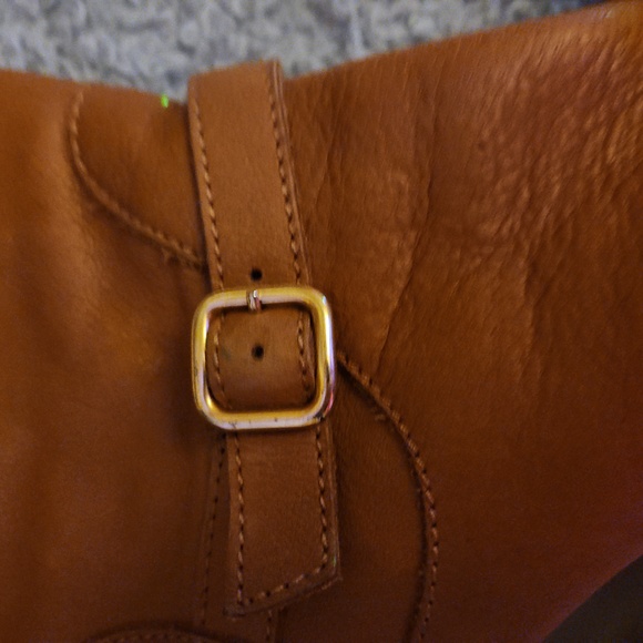 J. Crew Size 8.5 Cognac Color Leather & Brown Wedge Booties - Picture 9 of 9